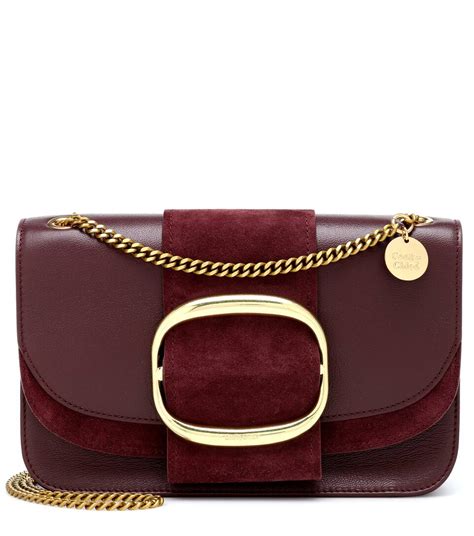 see by chloe hopper bag|See by Chloe Hopper Leather Buckle Shoulder Bag .